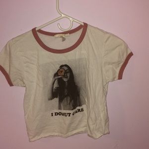 Forever21 white croptop "I DONUT CARE"